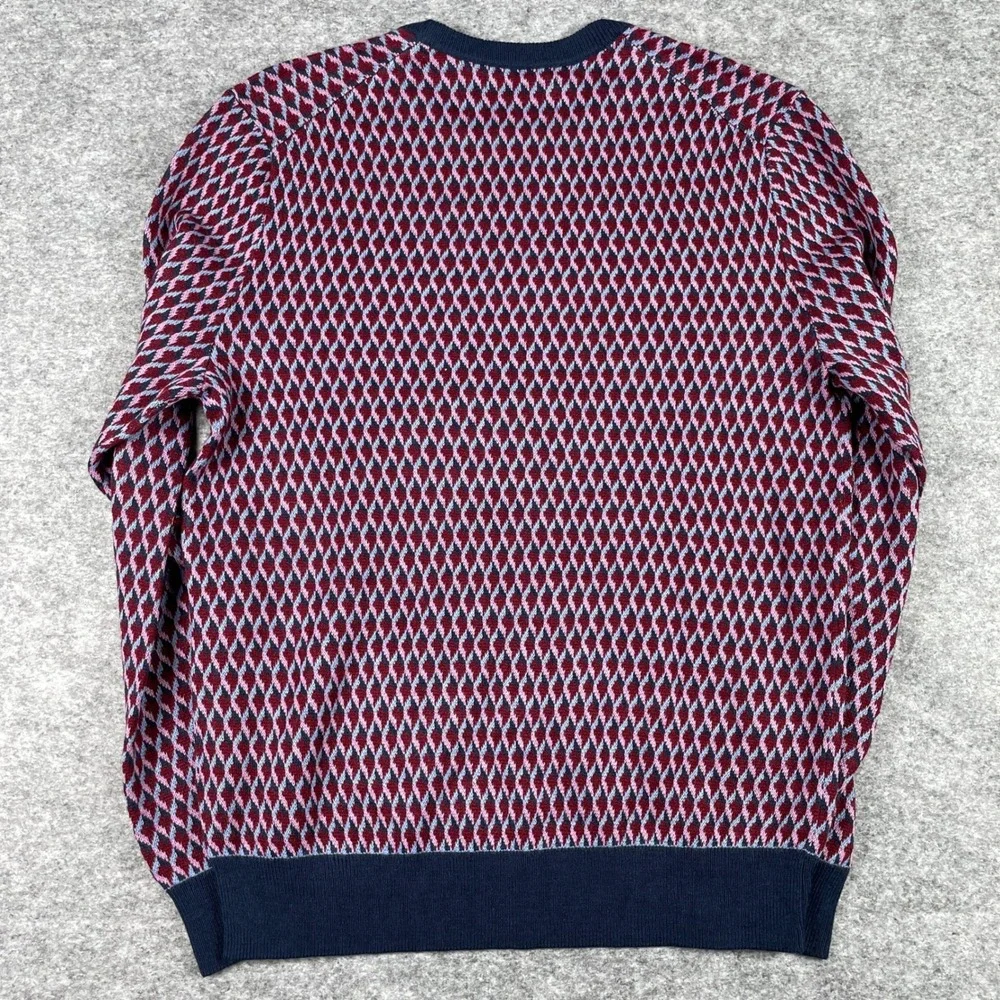 Bonobos Sweater Mens S Blue Wool Blend Slim Fit Geometric Diamond Crewneck